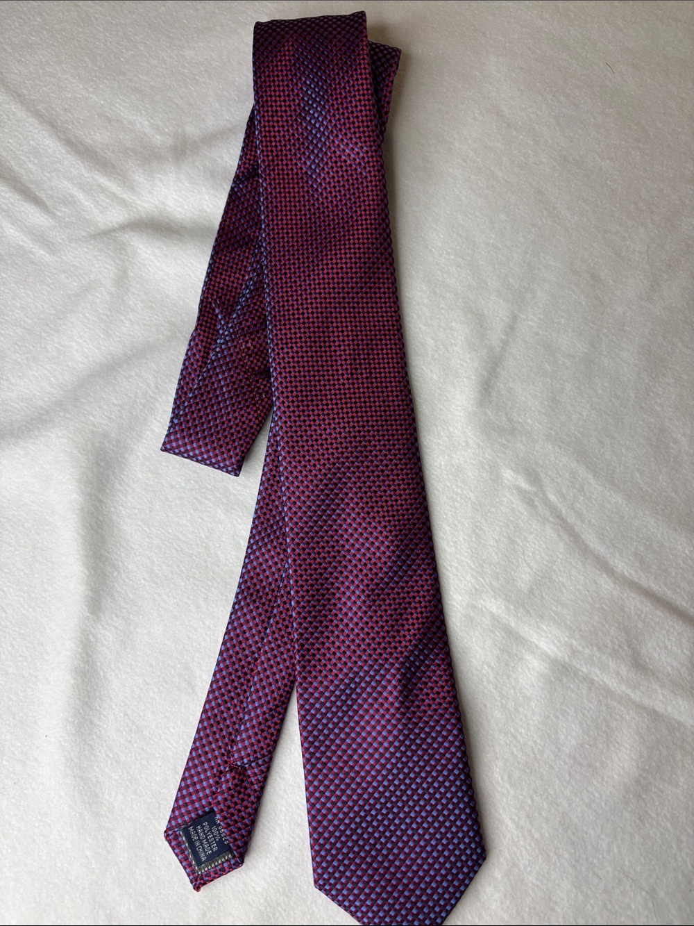 croft & barrow Burgundy and Navy Micro-Pattern Silk Tie